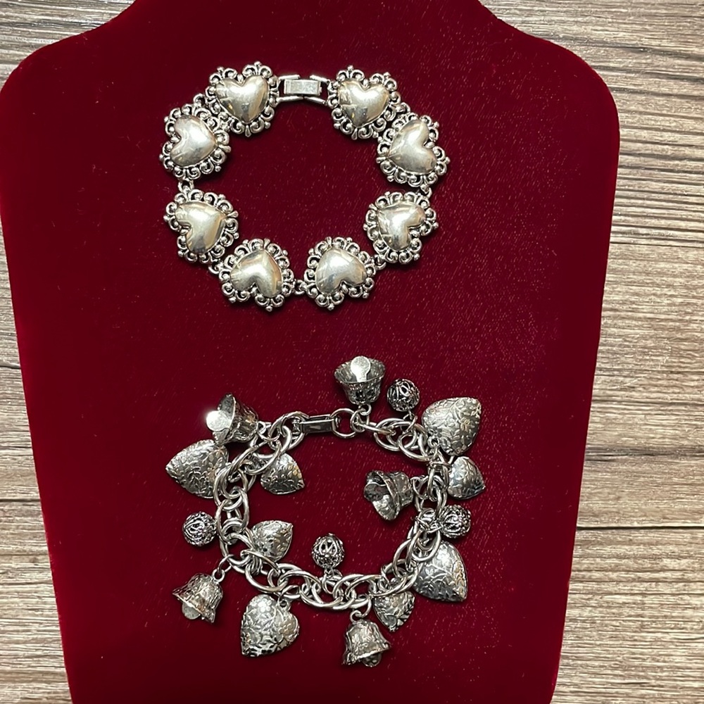 Two Vintage Heart Bracelets - Picture 1 of 6
